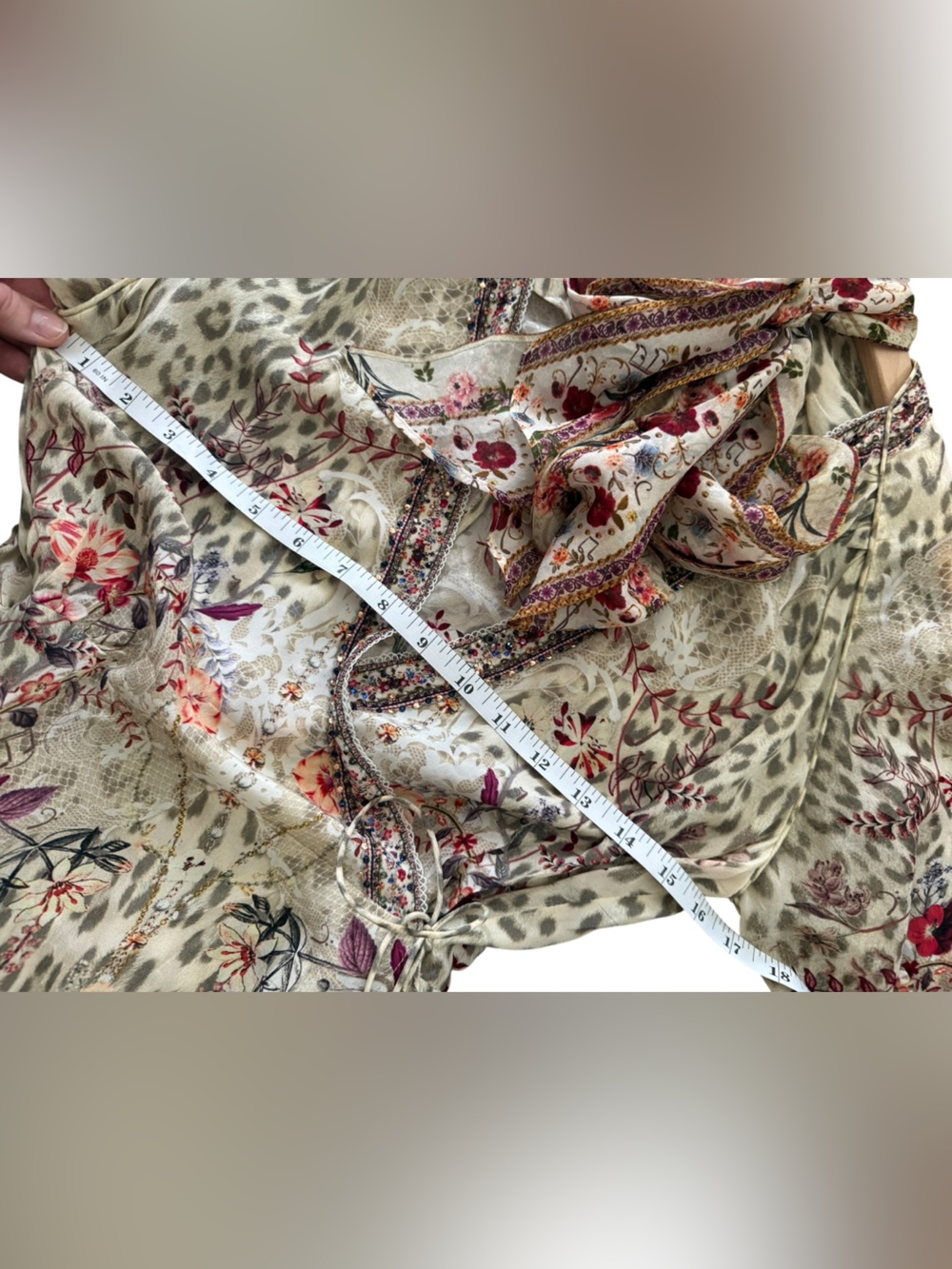 Camilla Silk Wrap Maxi‎ Dress Floral Butterfly Leopard Scarf Sash Embellished S - Picture 13 of 15